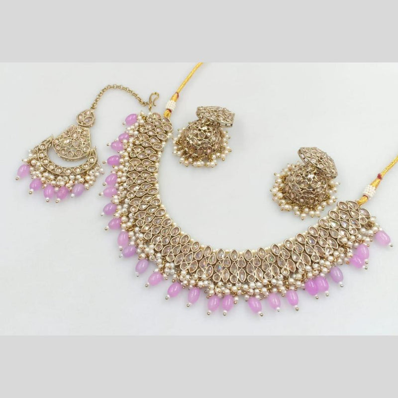 Rani Sati Jewels Gold Plated Crystal and Beads Necklace Set