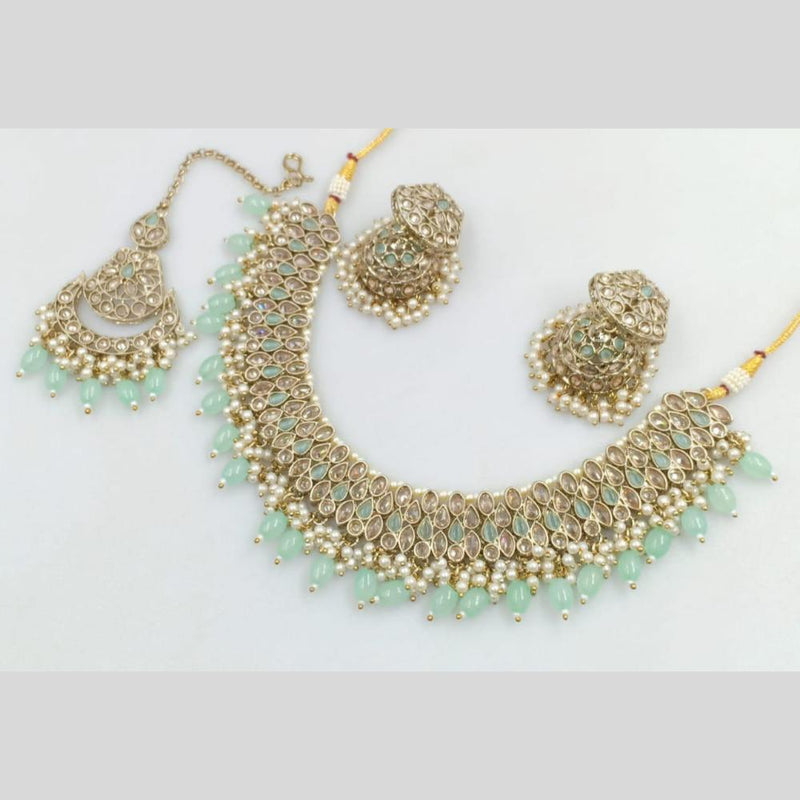 Rani Sati Jewels Gold Plated Crystal and Beads Necklace Set