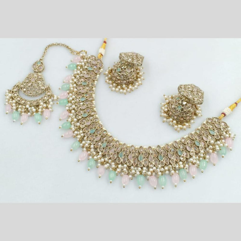 Rani Sati Jewels Gold Plated Crystal and Beads Necklace Set