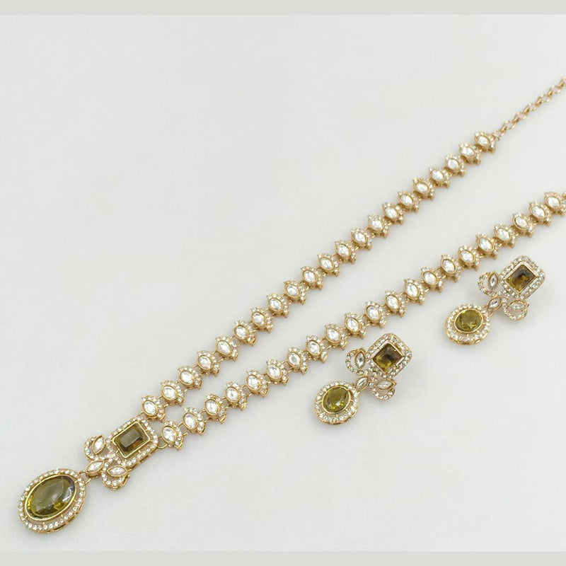 Rani Sati Jewels Gold Plated Crystal Stone Long Necklace Set