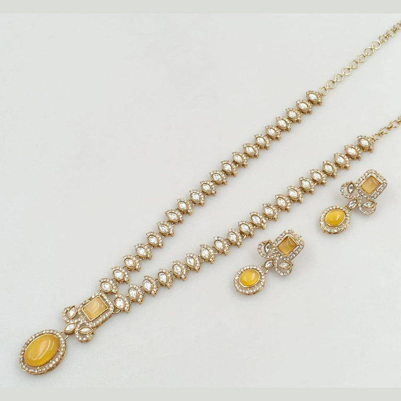 Rani Sati Jewels Gold Plated Crystal Stone Long Necklace Set