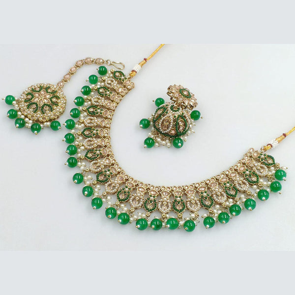 Rani Sati Jewels Gold Plated Crystal Stone And Pearls Necklace Set