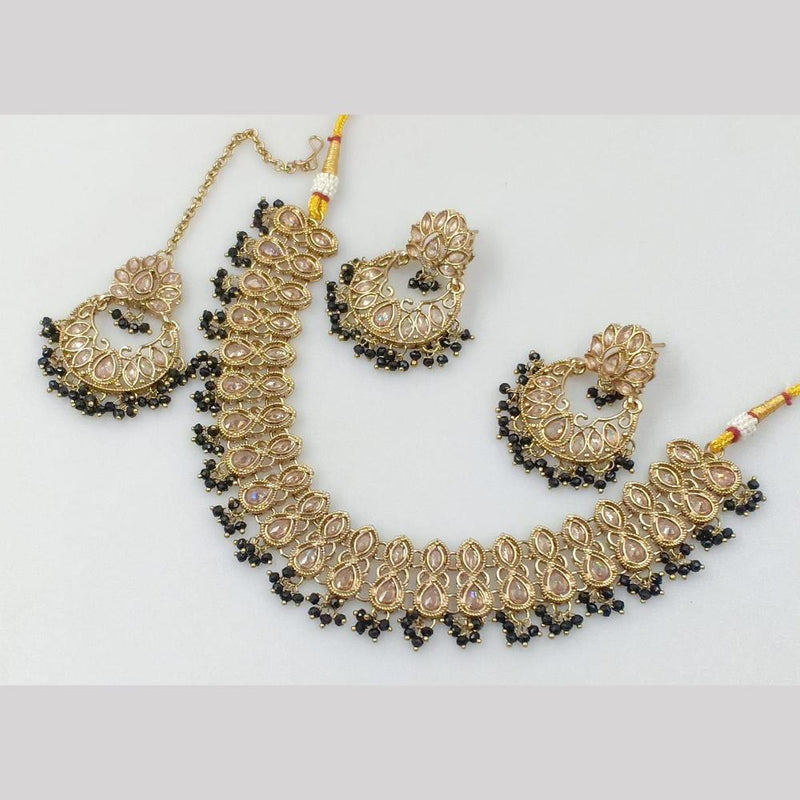 Rani Sati Jewels Gold Plated Crystal Stone And Pearls Necklace Set