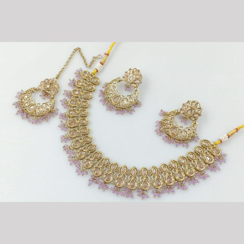 Rani Sati Jewels Gold Plated Crystal Stone And Pearls Necklace Set