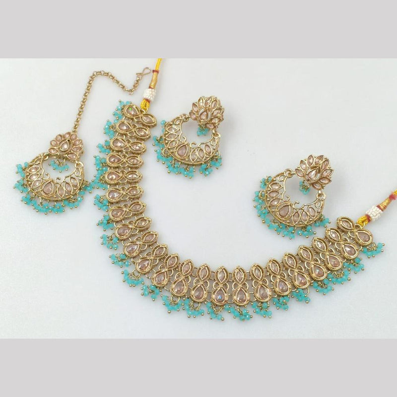 Rani Sati Jewels Gold Plated Crystal Stone And Pearls Necklace Set