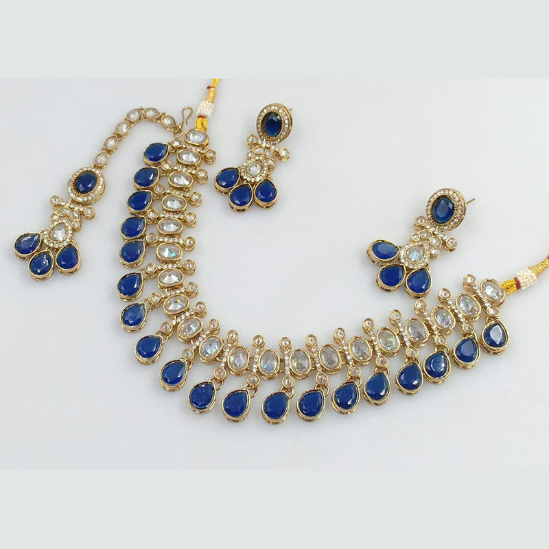 Rani Sati Jewels Gold Plated Crystal Stone And Pearls Necklace Set