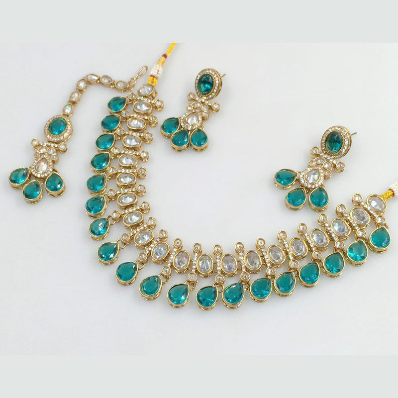 Rani Sati Jewels Gold Plated Crystal Stone And Pearls Necklace Set