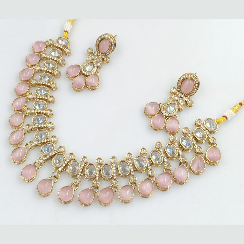 Rani Sati Jewels Gold Plated Crystal Stone And Pearls Necklace Set