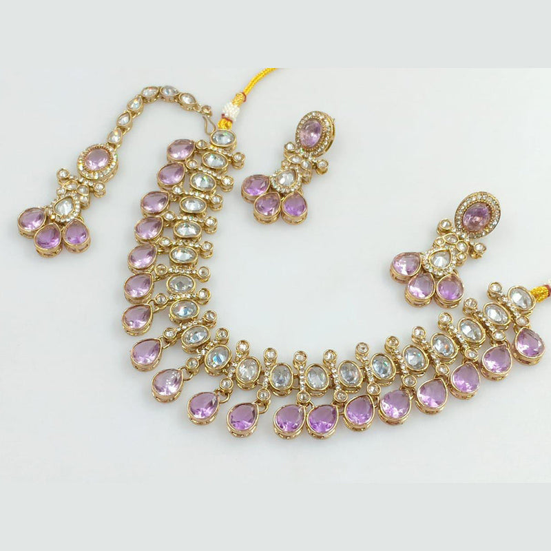 Rani Sati Jewels Gold Plated Crystal Stone And Pearls Necklace Set