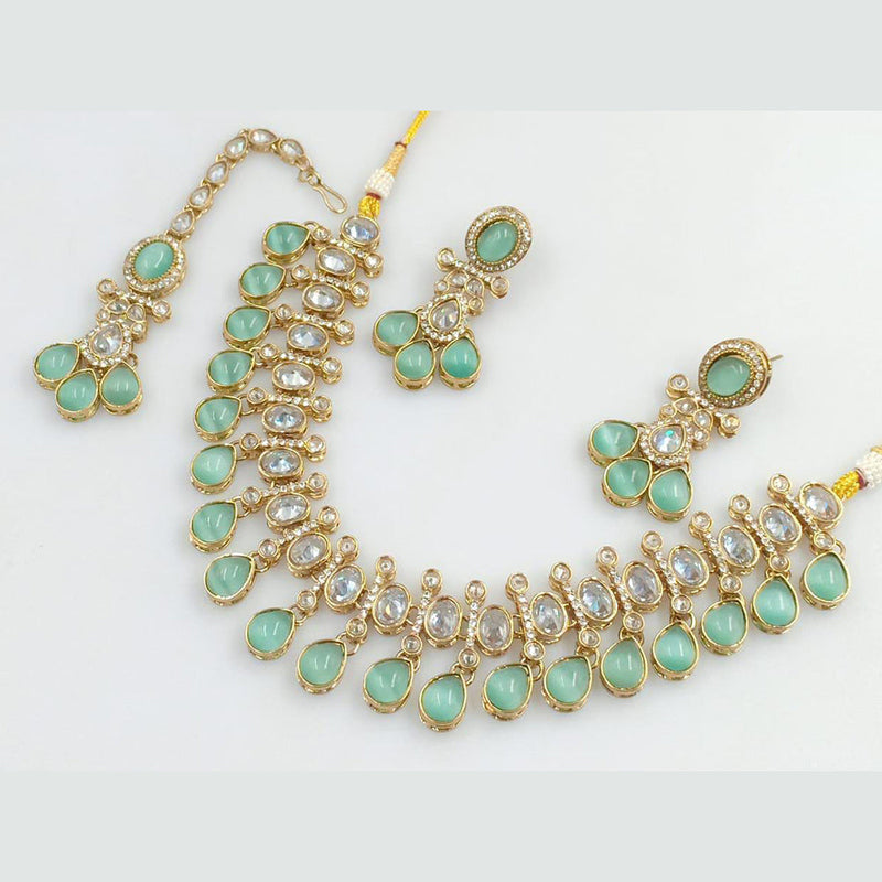 Rani Sati Jewels Gold Plated Crystal Stone And Pearls Necklace Set