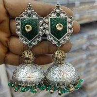 Rani Sati Jewels 2 Tone Kundan Stone And Pearls Jhumki Earrings