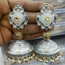 Rani Sati Jewels 2 Tone Kundan Stone And Pearls Jhumki Earrings