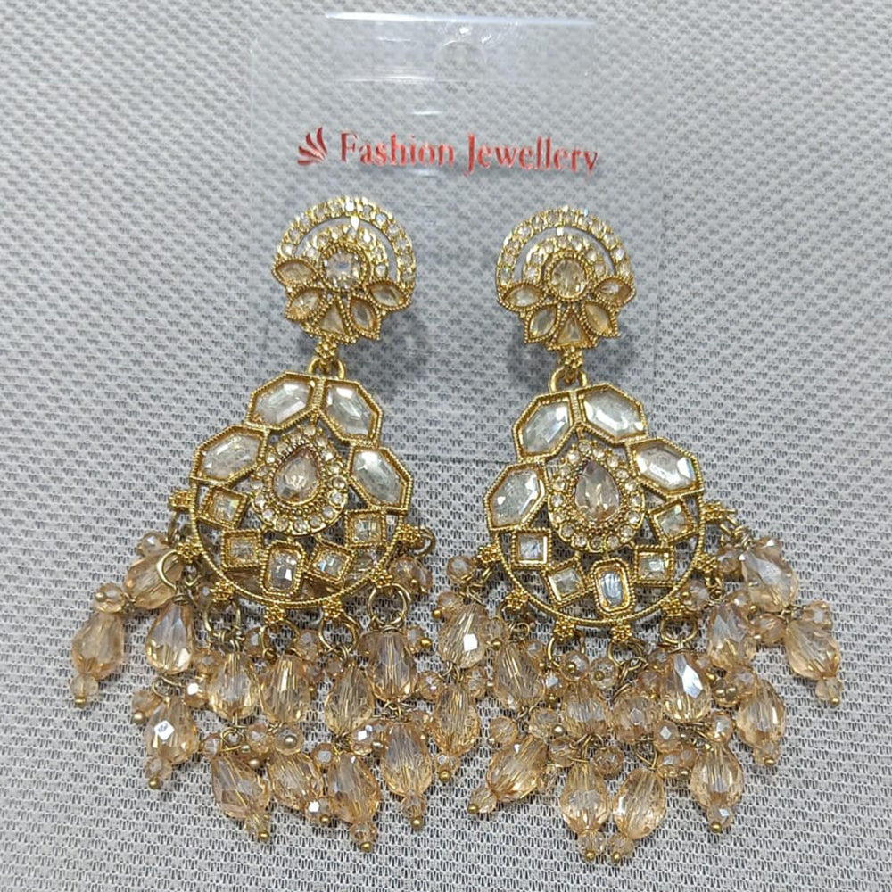 Rani Sati Jewels Elegant Gold Plated Crystal Dangler Earrings