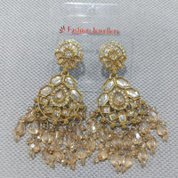 Rani Sati Jewels Elegant Gold Plated Crystal Dangler Earrings