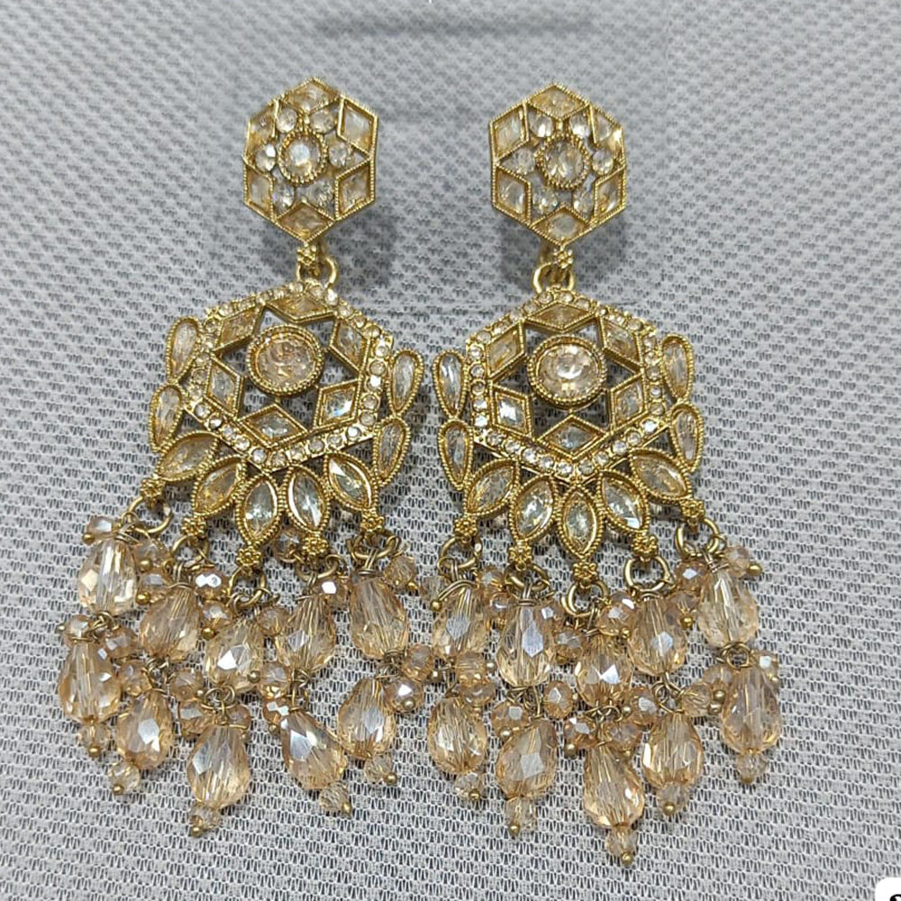 Rani Sati Jewels Elegant Gold Plated Crystal Dangler Earrings