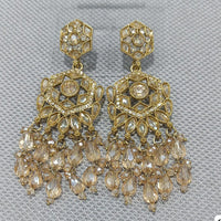 Rani Sati Jewels Elegant Gold Plated Crystal Dangler Earrings
