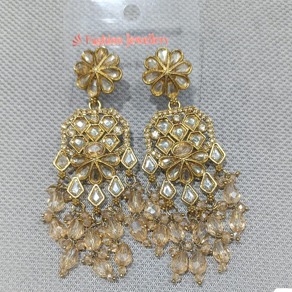 Rani Sati Jewels Elegant Gold Plated Crystal Dangler Earrings