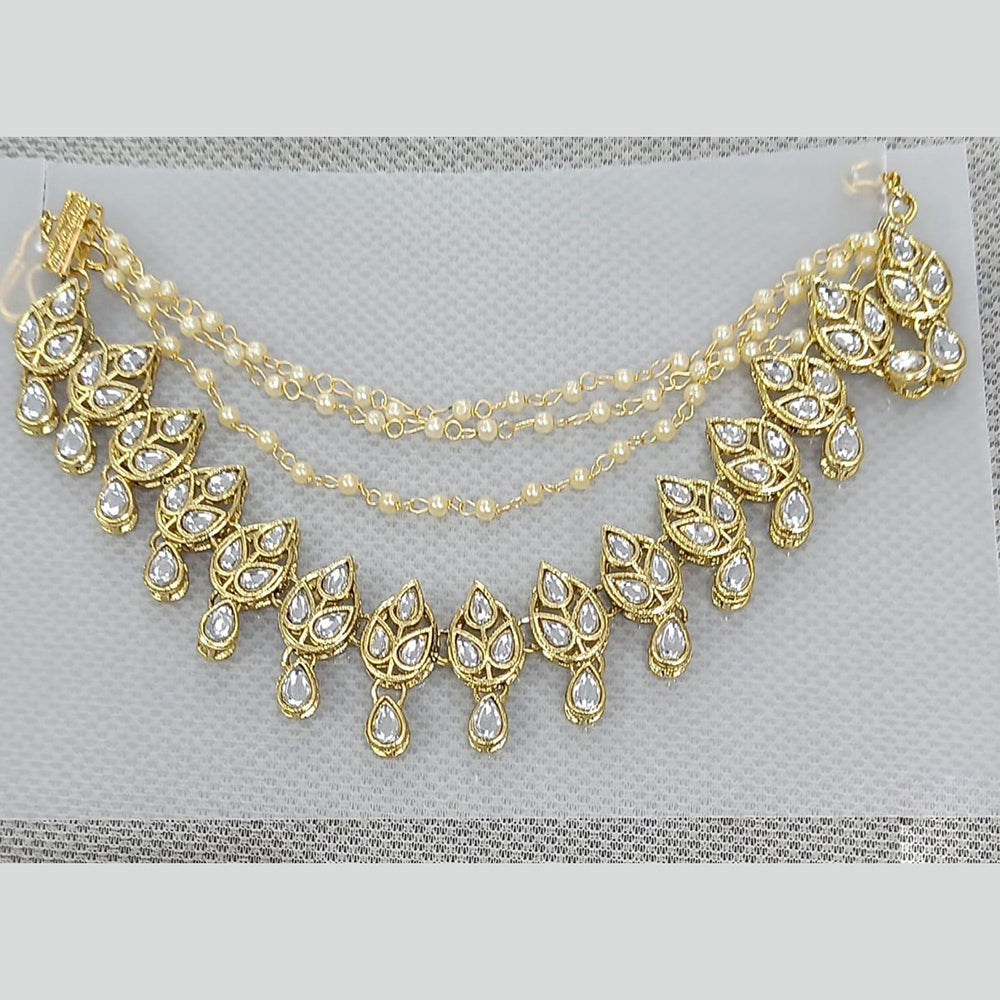 Rani Sati Jewels Traditional Gold Plated Kundan & Pearl Kanchain