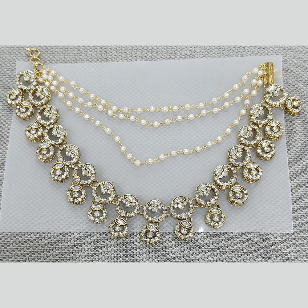 Rani Sati Jewels Traditional Gold Plated Kundan & Pearl Kanchain