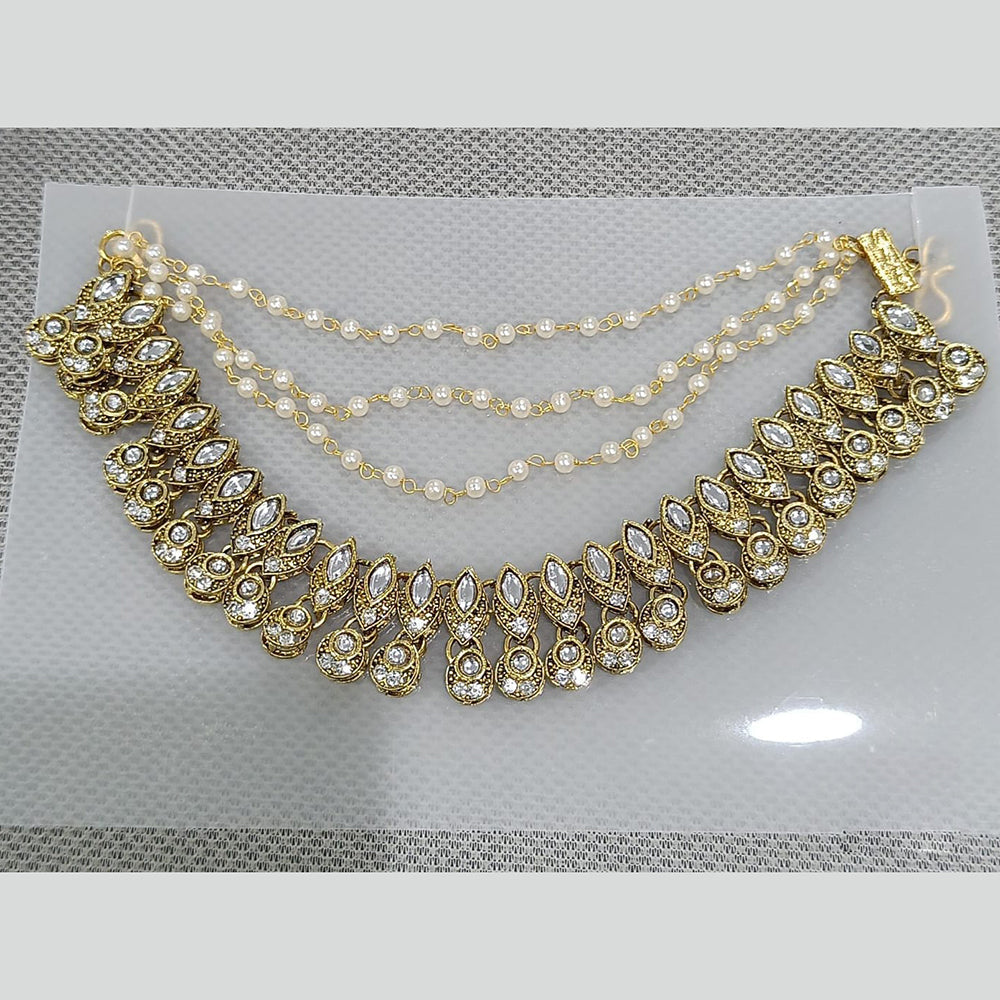 Rani Sati Jewels Traditional Gold Plated Kundan & Pearl Kanchain