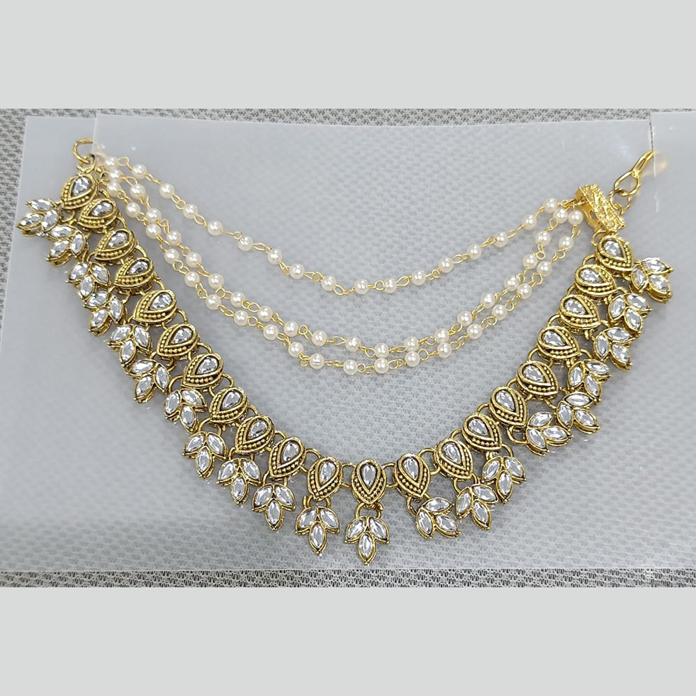 Rani Sati Jewels Traditional Gold Plated Kundan & Pearl Kanchain