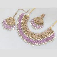 Rani Sati Jewels Gold Plated Pota Stone And Beads Necklace Set