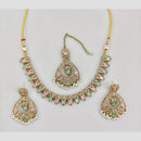 Rani Sati Jewels Gold Plated Crystal And Pota Stone And Beads Necklace Set