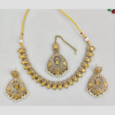 Rani Sati Jewels Gold Plated Crystal And Pota Stone And Beads Necklace Set