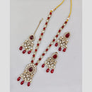Rani Sati Jewels Gold Plated Pota Stone And Pearl Long Necklace Set