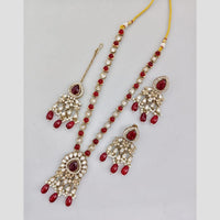 Rani Sati Jewels Gold Plated Pota Stone And Pearl Long Necklace Set