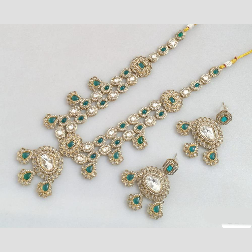 Rani Sati Jewels Gold Plated Pota Stone Long Necklace Set