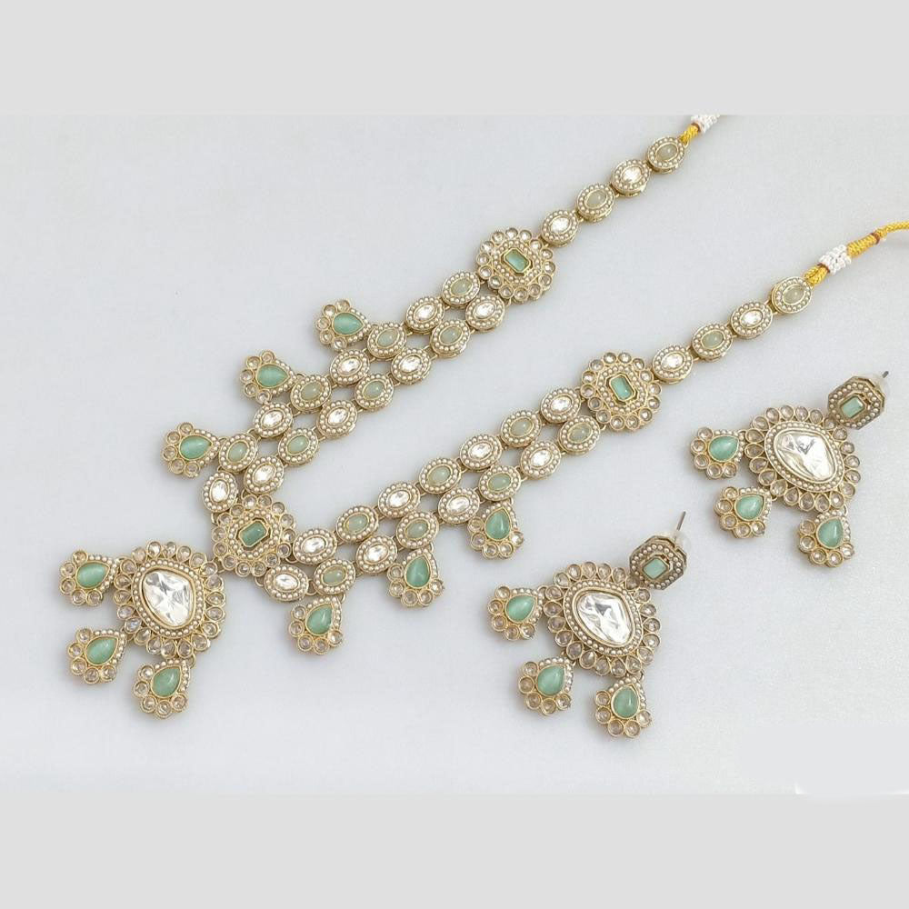 Rani Sati Jewels Gold Plated Pota Stone Long Necklace Set