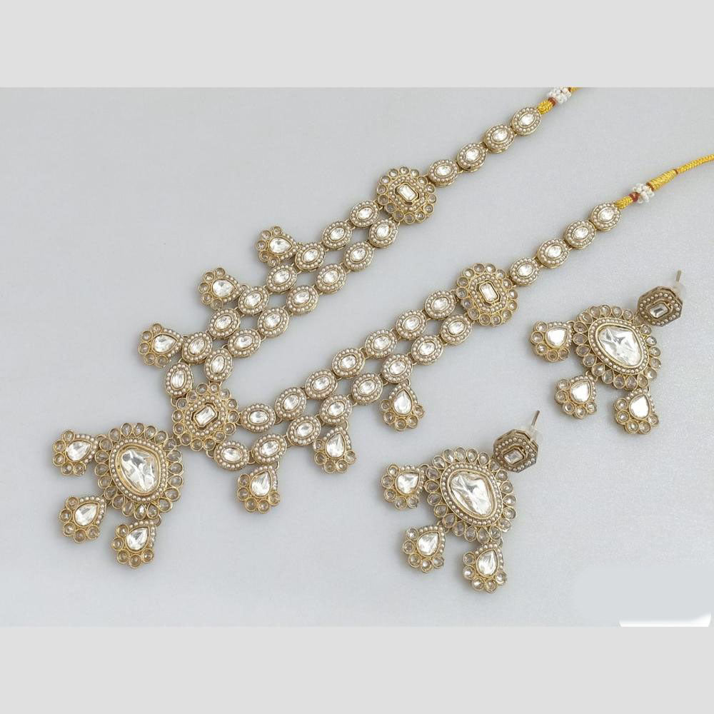 Rani Sati Jewels Gold Plated Pota Stone Long Necklace Set