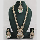 Rani Sati Jewels Gold Plated Pota Stone And Pearl Long Necklace Set