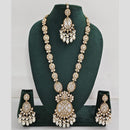 Rani Sati Jewels Gold Plated Pota Stone And Pearl Long Necklace Set