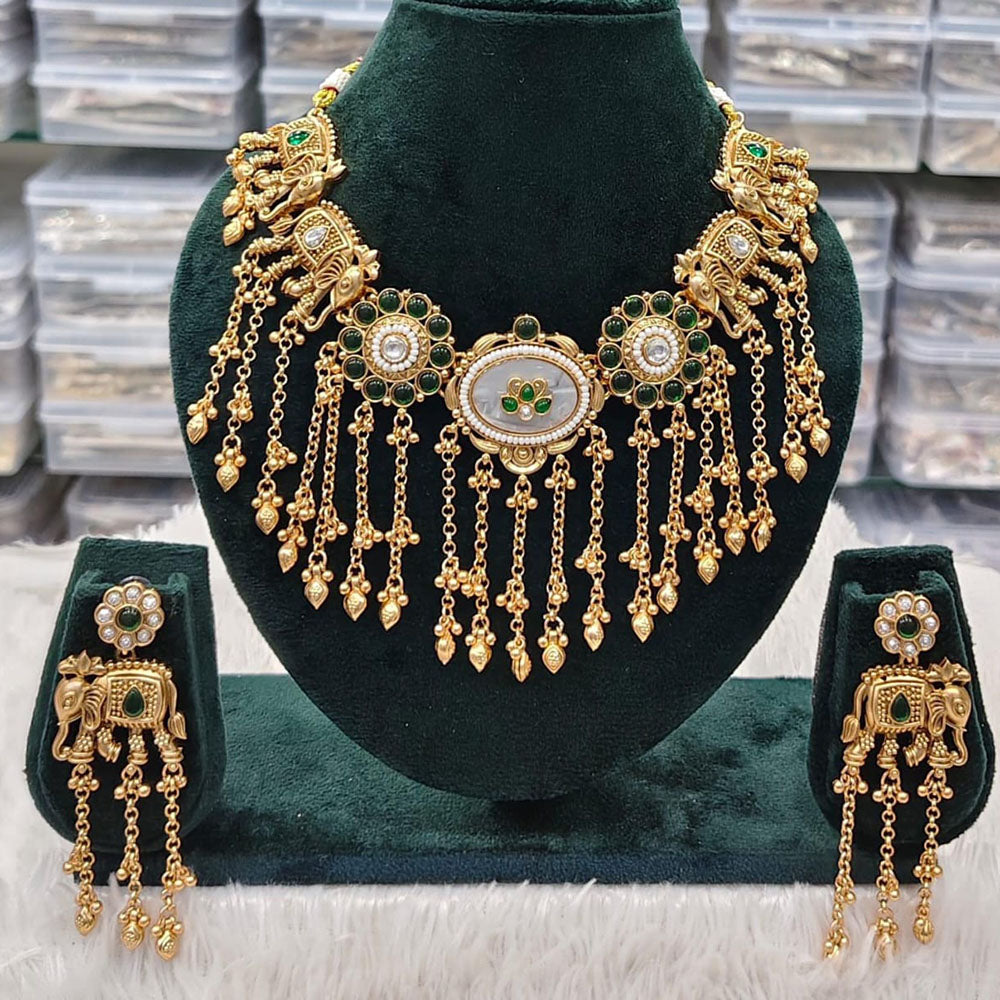Rani Sati Jewels Sparkling Glow Pota Stone And Pearl Necklace Set