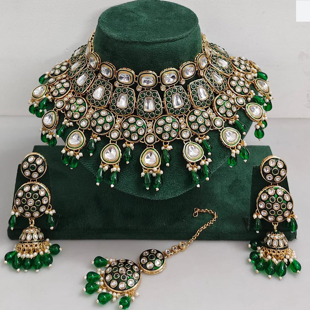 Rani Sati Jewels Designer Kundan Pearl And Beads Meenakari Necklace Set