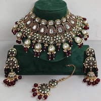 Rani Sati Jewels Designer Kundan Pearl And Beads Meenakari Necklace Set