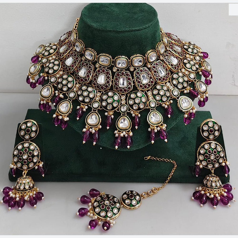 Rani Sati Jewels Designer Kundan Pearl And Beads Meenakari Necklace Set
