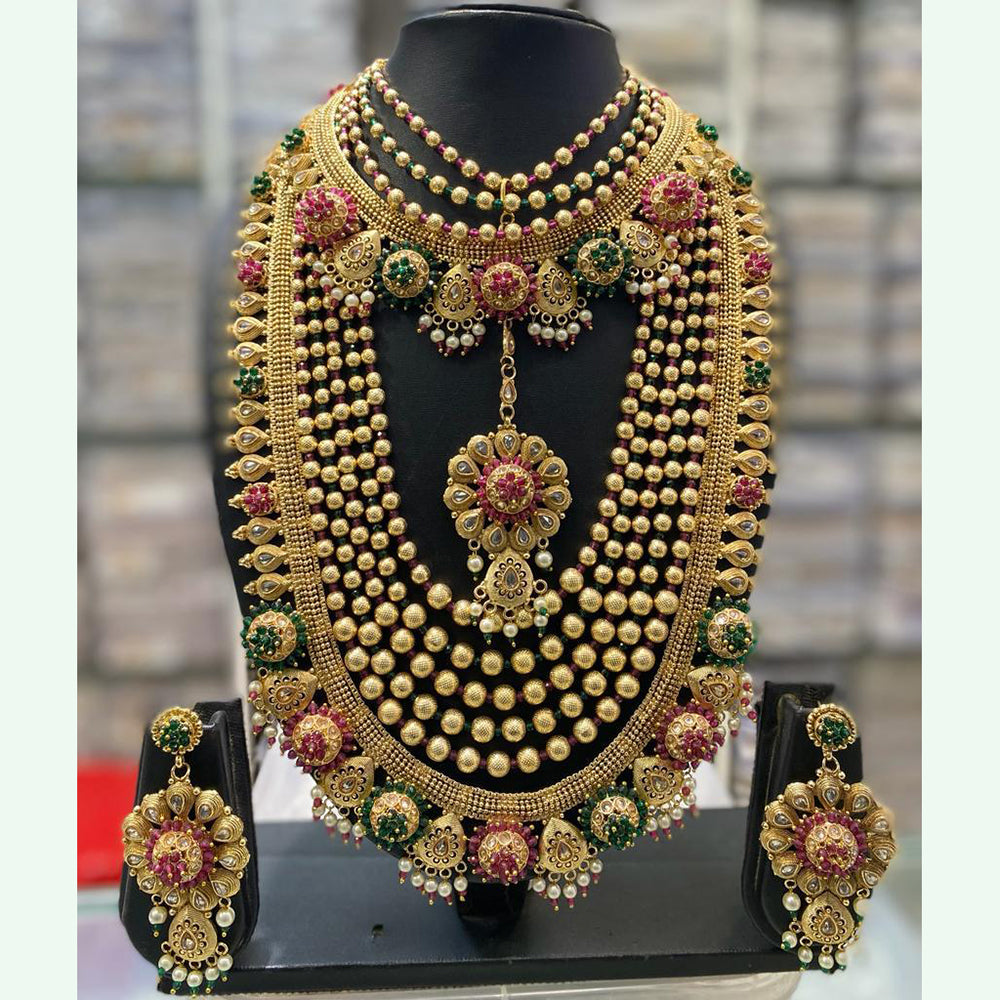 Vaishnavi Fashion Impex Gold Plated Double Necklace Set