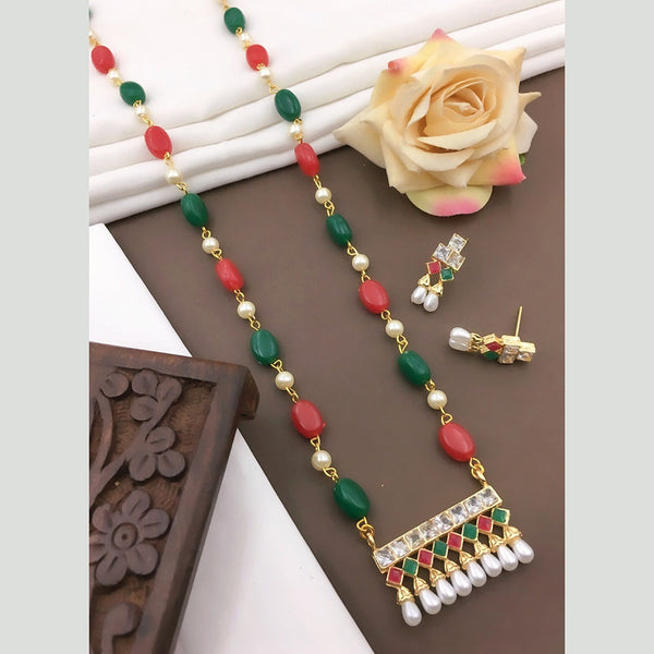 Shree Jai Sai Art Gold Plated Beads Long Necklace Set