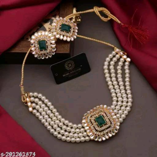 Shree Jai Sai Art Gold Plated Kundan And Austrian Choker Necklace Set