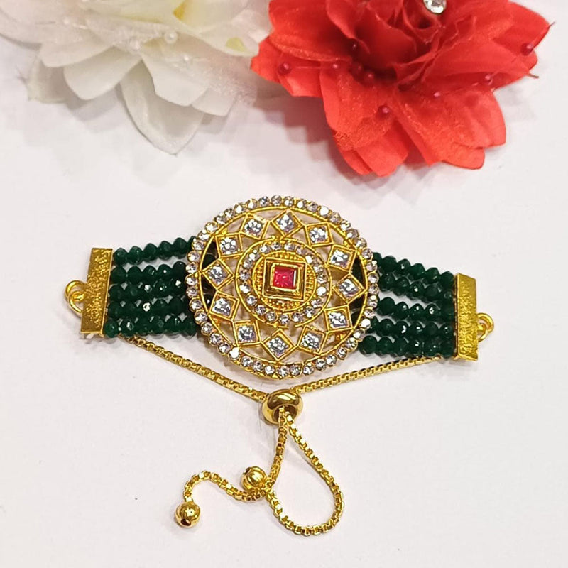 Shree Jai Sai Art Gold Plated Crystal Stone And Beads Bracelet