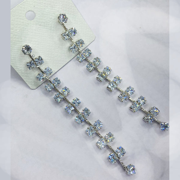 Naitika Art Silver Plated Crystal Stone Dangler Earrings