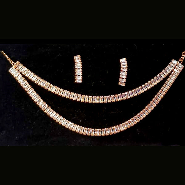 Naitika Arts Rose Gold Plated Crystal Stone Necklace Set