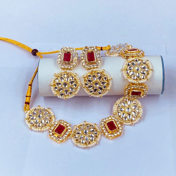 Naitika Art Gold Plated Rose Gold Plated Kundan Stone Necklace Set
