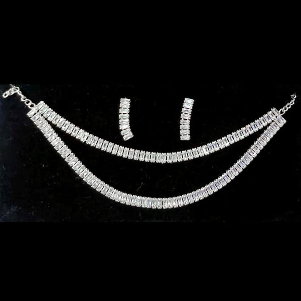 Naitika Arts  Silver Plated Crystal Stone Necklace Set