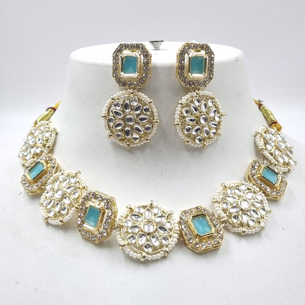 Naitika Arts Gold Plated Kundan Stone And Pearl Choker Necklace Set