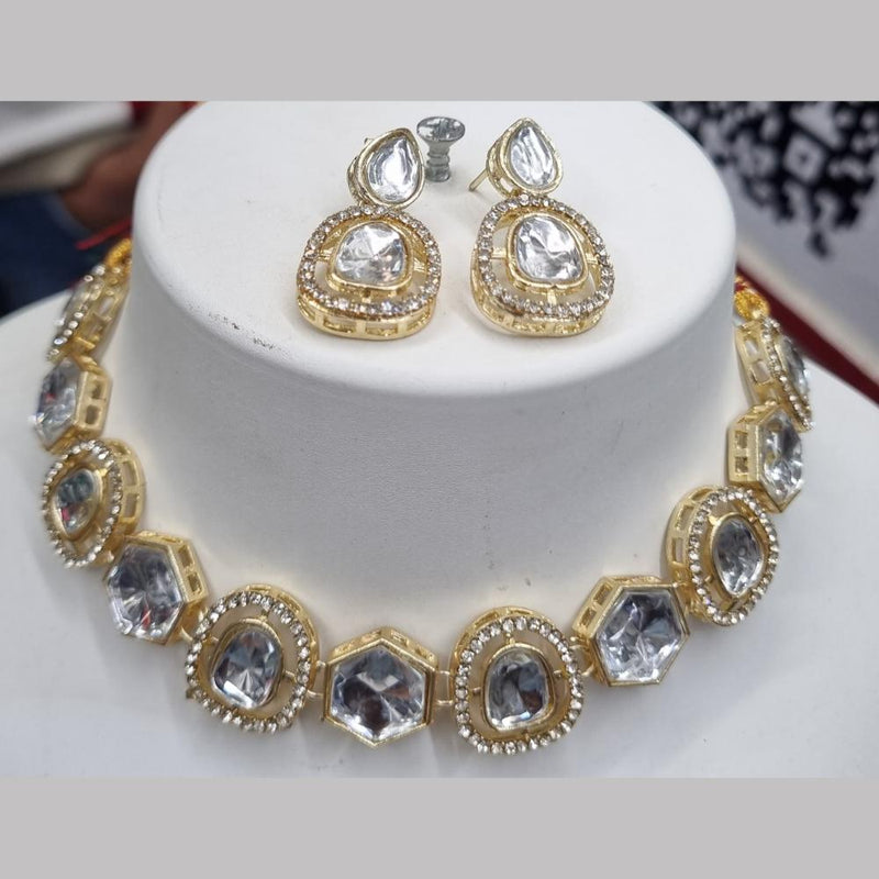 Naitika Arts Gold Plated Kundan Stone And Austrian Stone Choker Necklace Set