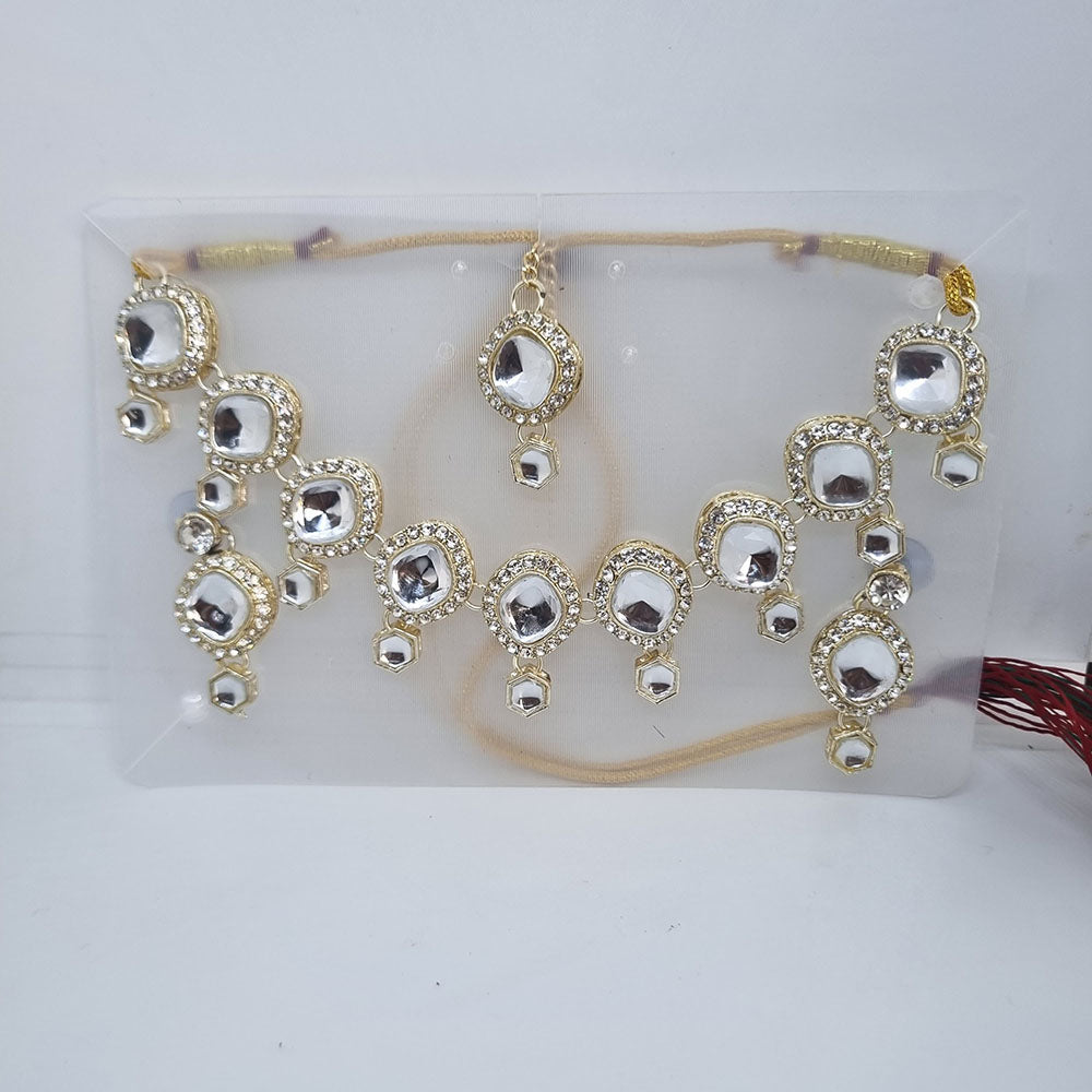 Naitika Arts Gold Plated Kundan Stone And Austrian Stone Necklace Set